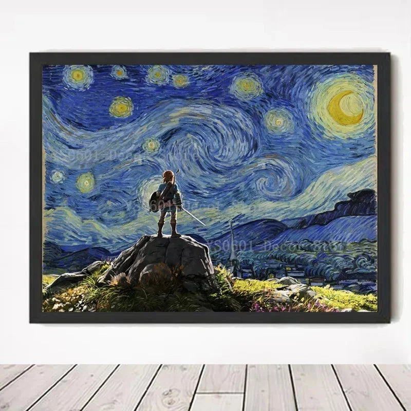 Fantasy Zelda Starry Night Adventure Canvas