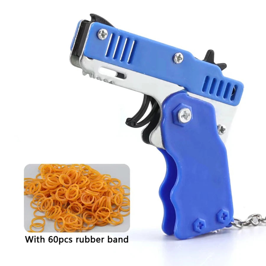 Metal Burst Rubber Band Launcher Keychain