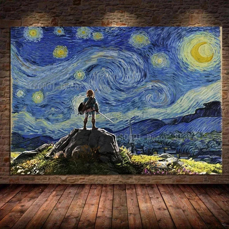 Fantasy Zelda Starry Night Adventure Canvas