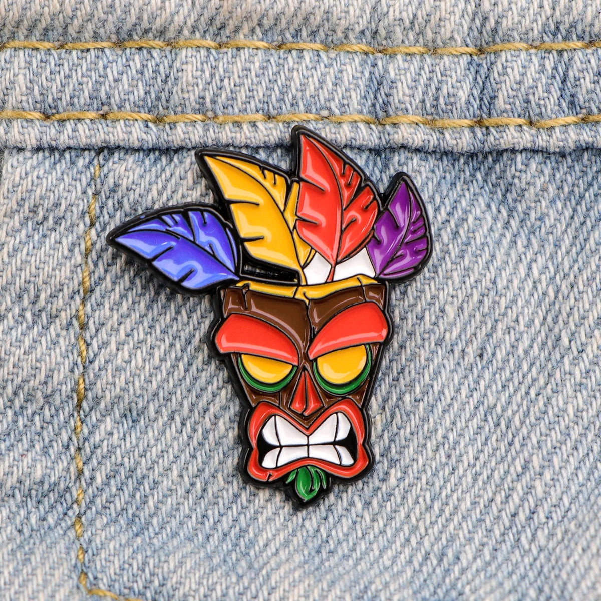 Crash Bandicoot Aku Aku Mask Enamel Pin Badge