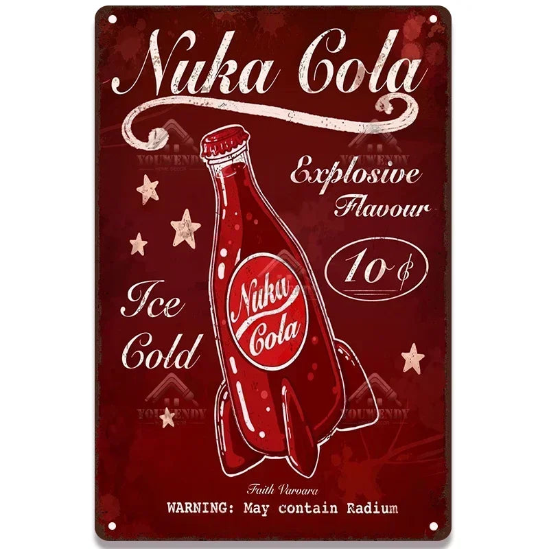 Retro Nuka Cola Metal Sign Wall Art