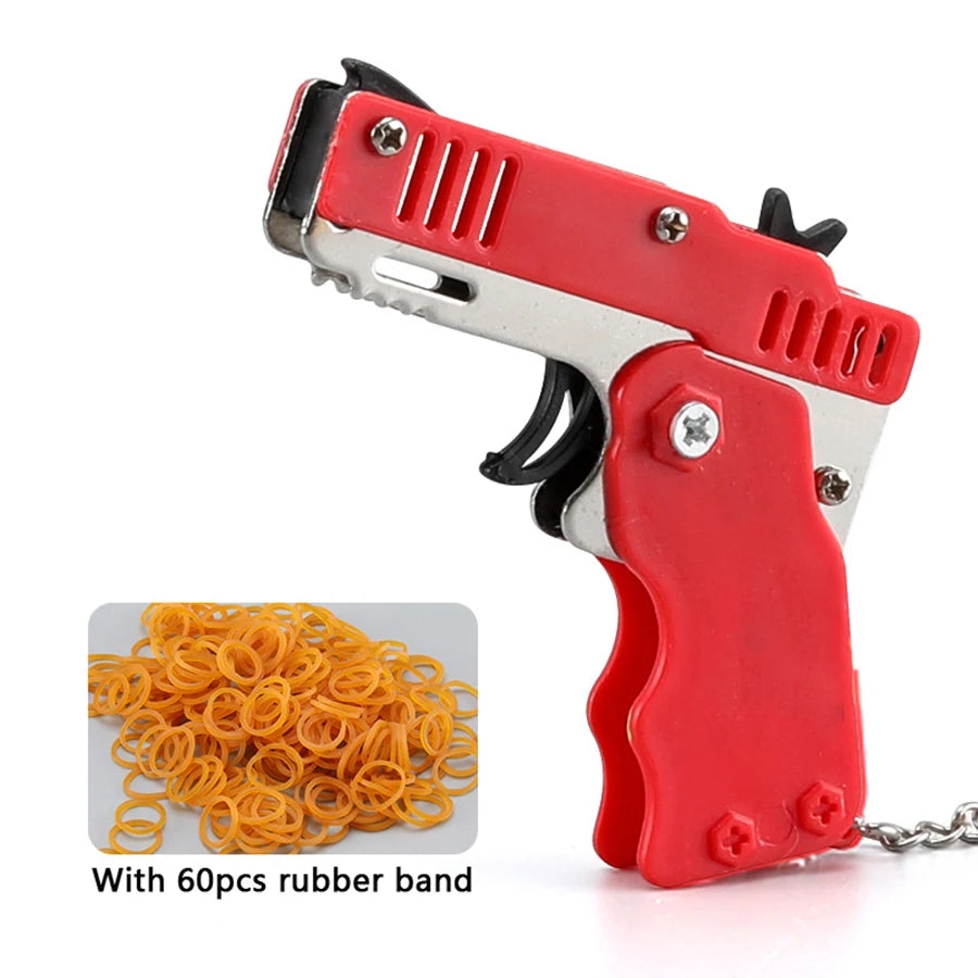 Metal Burst Rubber Band Launcher Keychain