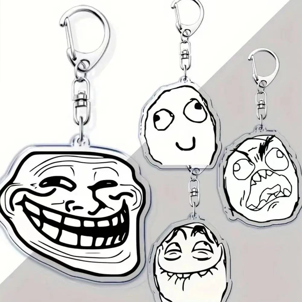 TrollFace Meme Keyring – Classic Rage Face Keychain
