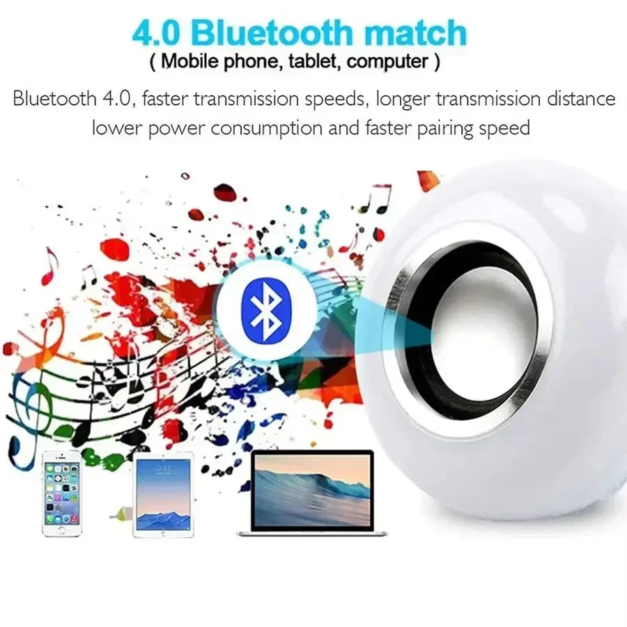 RGB Bluetooth Music Speaker Light Bulb E27 Remote Control DJ Gaming LED