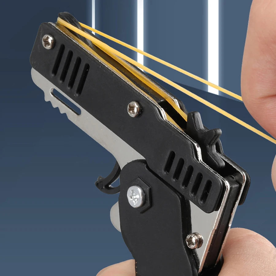 Metal Burst Rubber Band Launcher Keychain