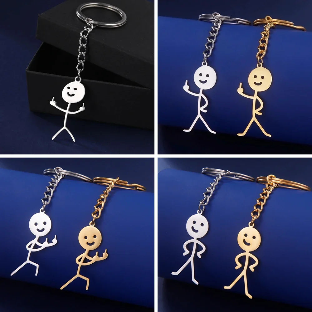 Funny Stickman Middle Finger Keychain