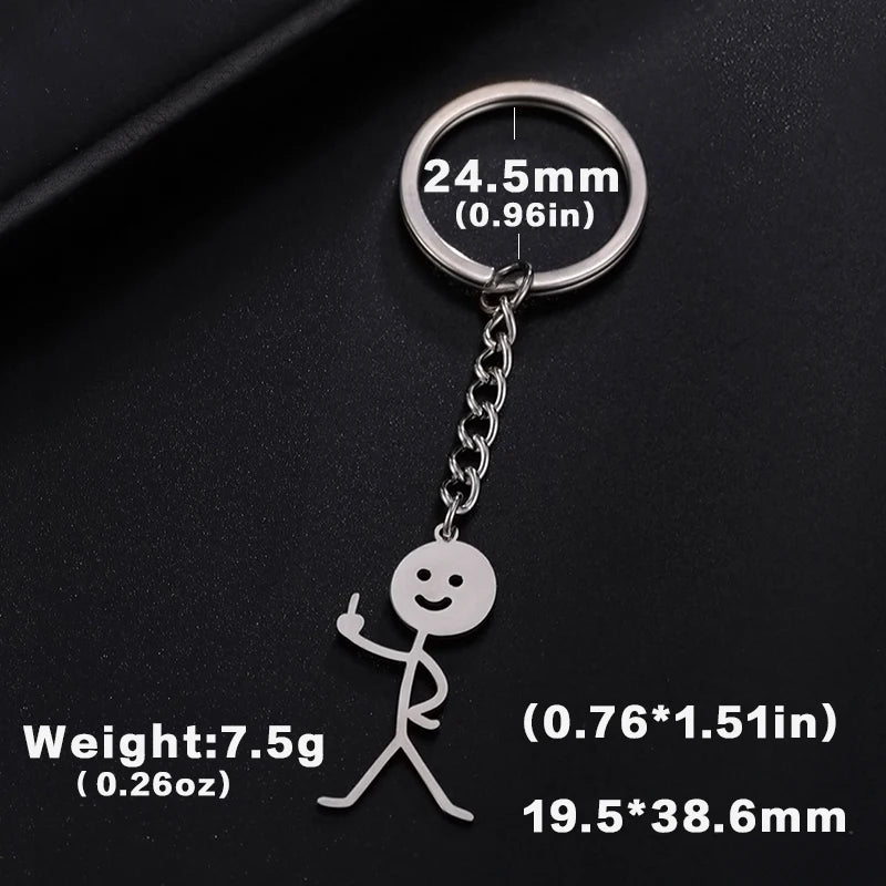 Funny Stickman Middle Finger Keychain