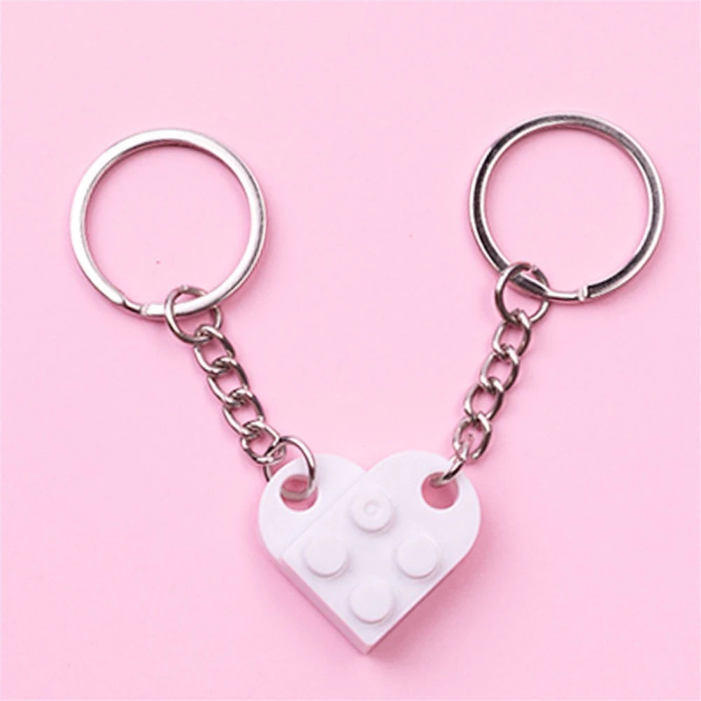 Love Heart Brick Keychains Couples Friendship Matching Key Rings