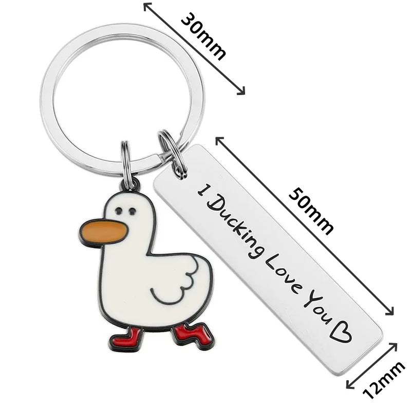 “I Ducking Love You” Funny Duck Pun Keychain – Cute Couples Gift