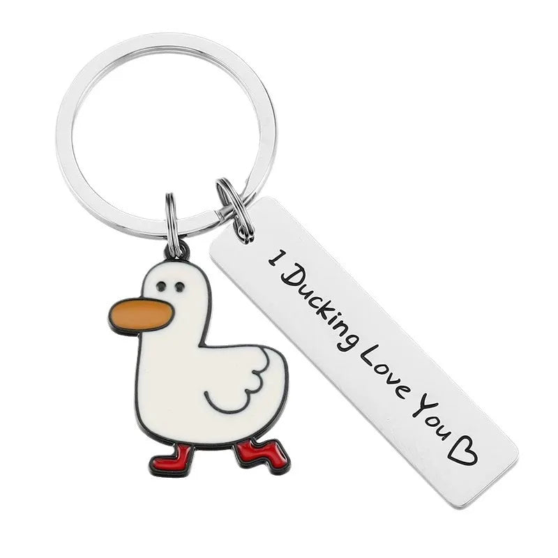 “I Ducking Love You” Funny Duck Pun Keychain – Cute Couples Gift