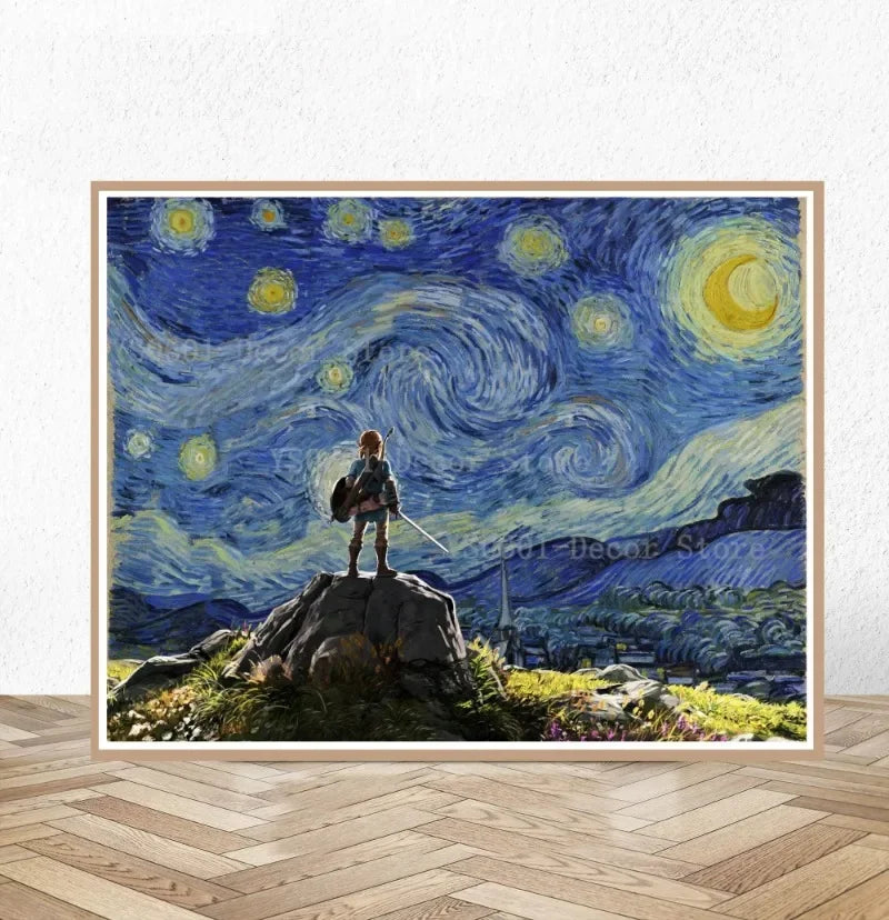 Fantasy Zelda Starry Night Adventure Canvas