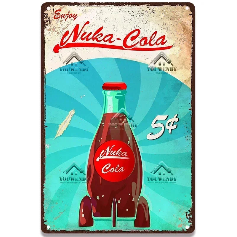 Retro Nuka Cola Metal Sign Wall Art