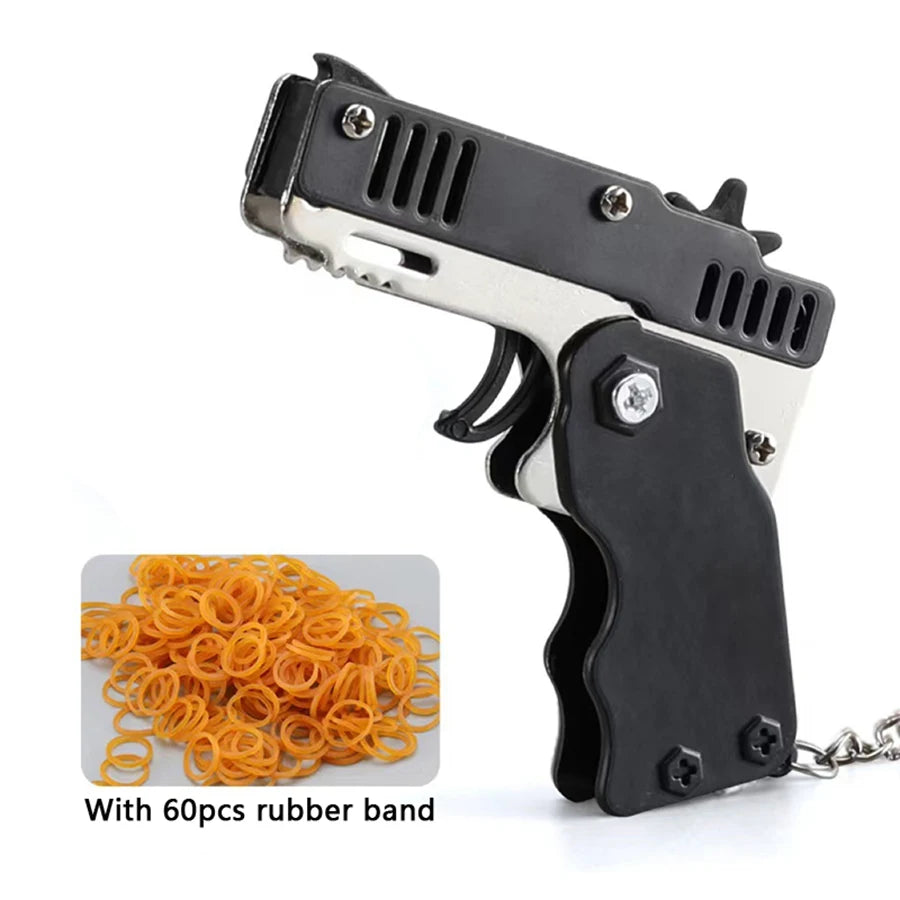 Metal Burst Rubber Band Launcher Keychain