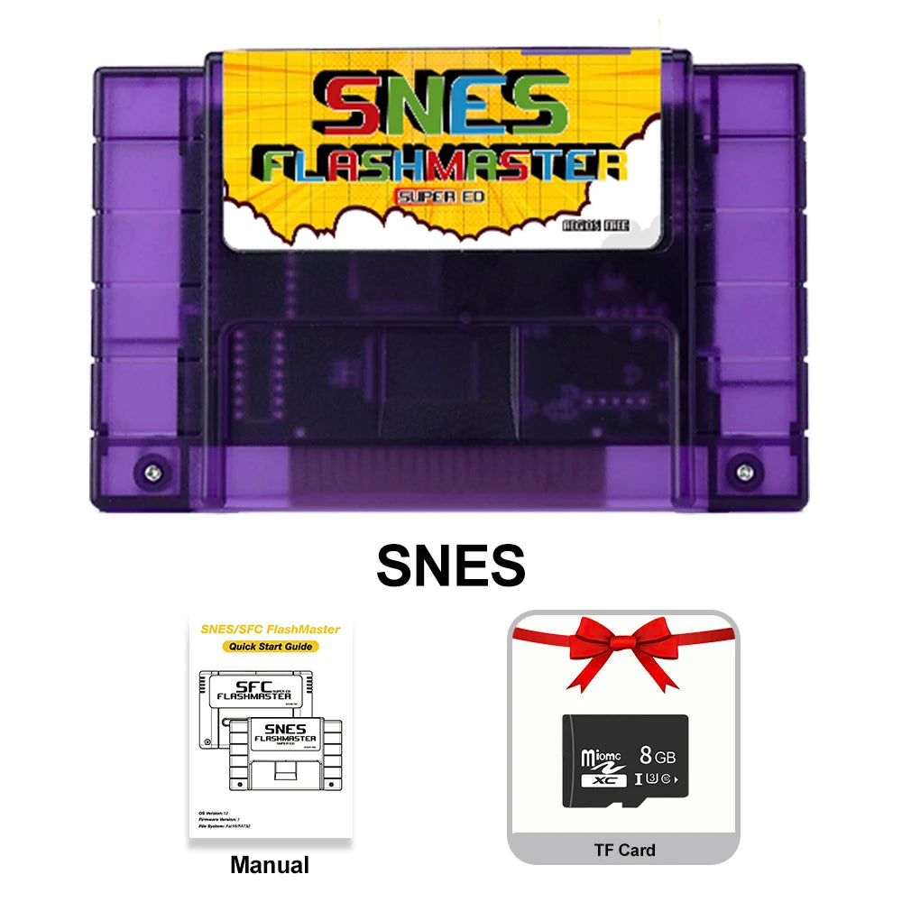SNES Flashmaster Cartridge OS V12 3000 in 1 Game Card with 8GB TF for Nintendo SNES