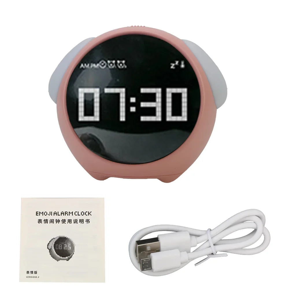 Cute Expression Night Light Alarm Clock