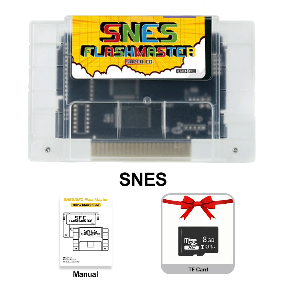 SNES Flashmaster Cartridge OS V12 3000 in 1 Game Card with 8GB TF for Nintendo SNES