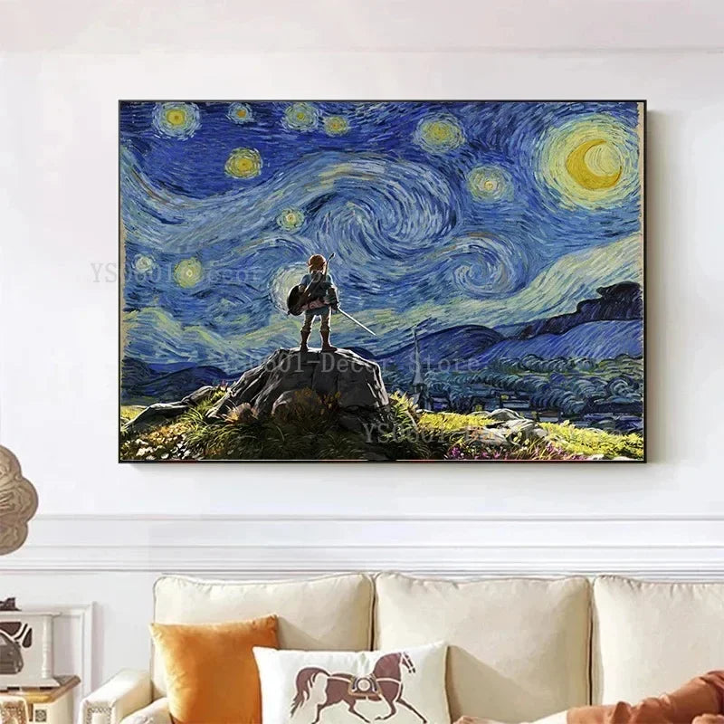Fantasy Zelda Starry Night Adventure Canvas