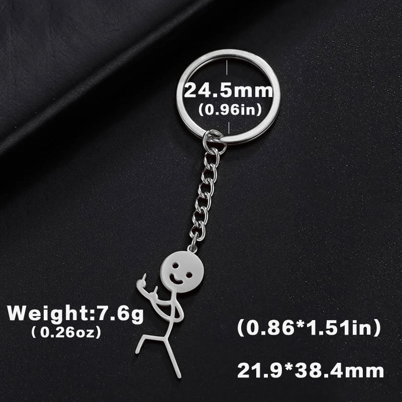 Funny Stickman Middle Finger Keychain