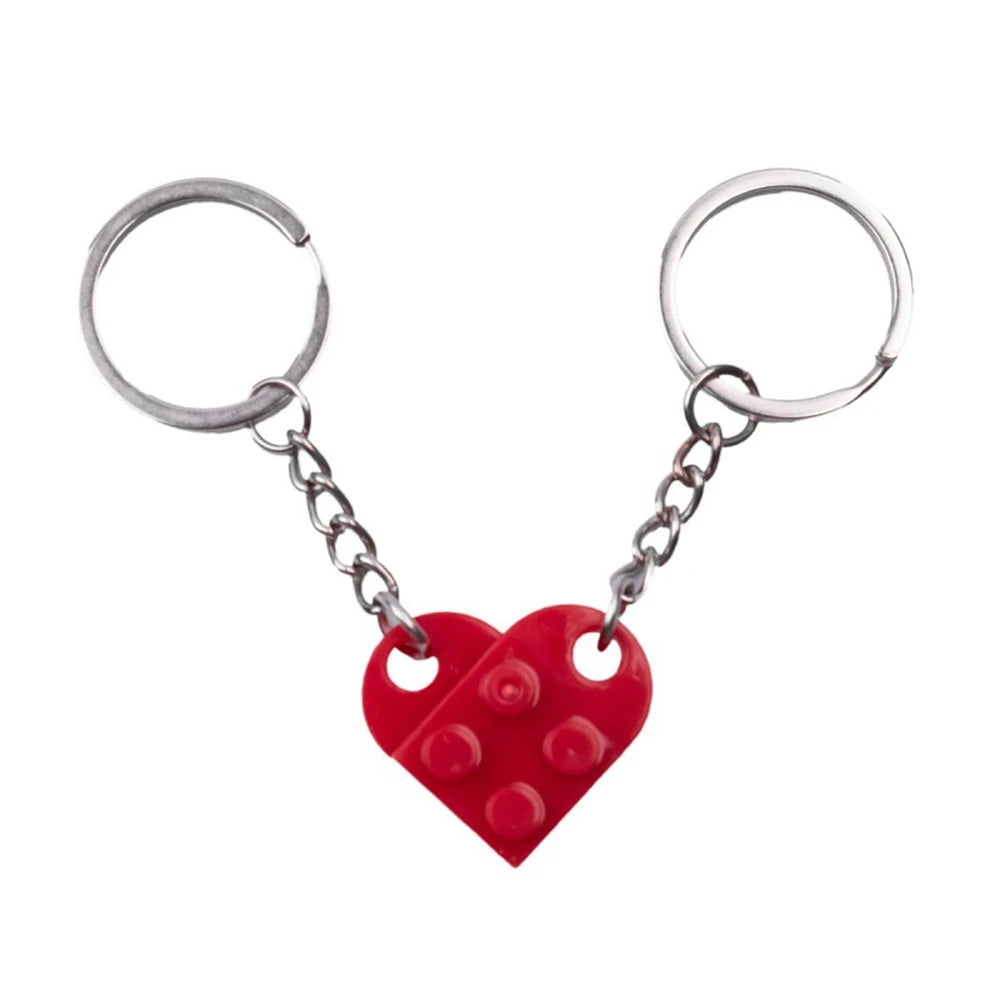 Love Heart Brick Keychains Couples Friendship Matching Key Rings