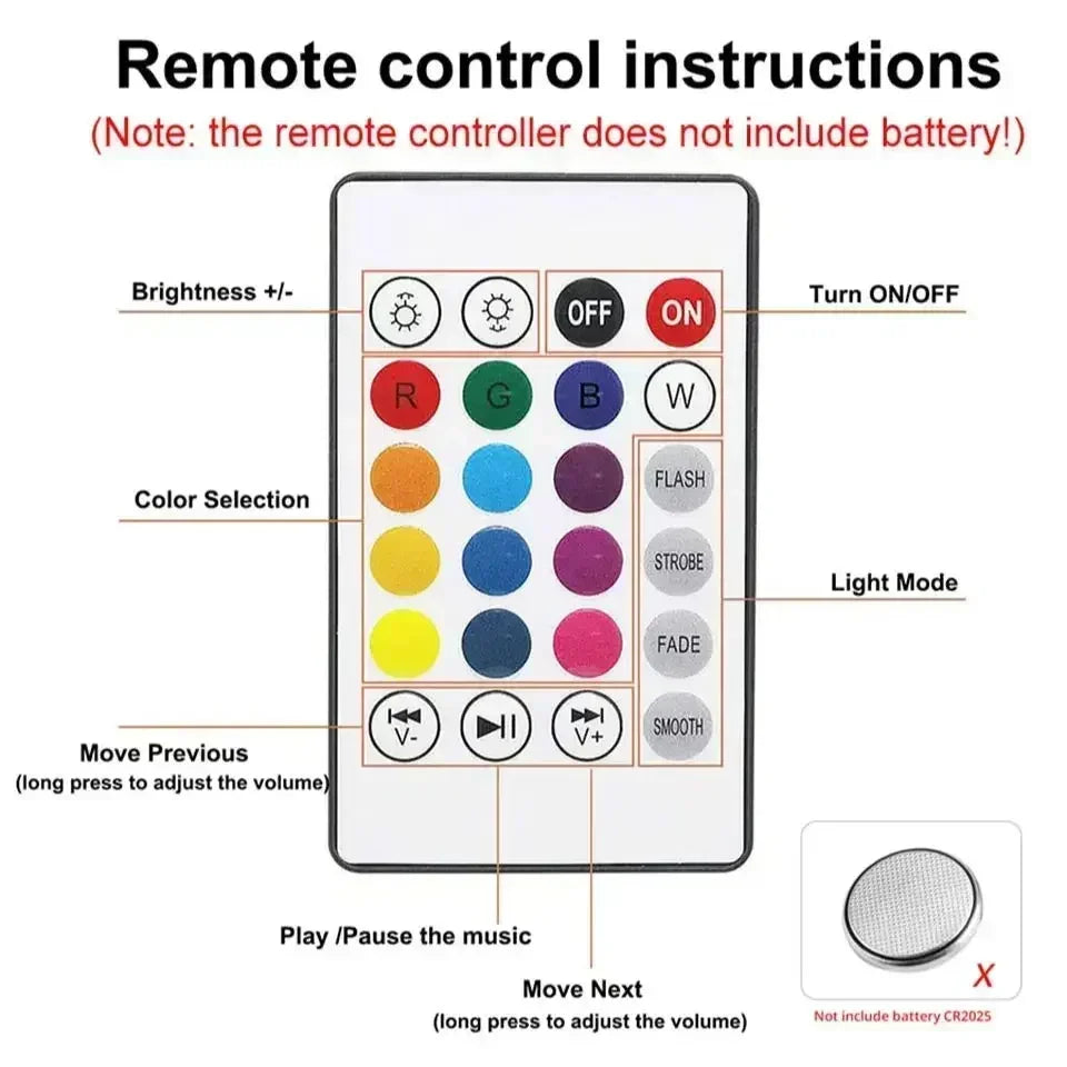 RGB Bluetooth Music Speaker Light Bulb E27 Remote Control DJ Gaming LED