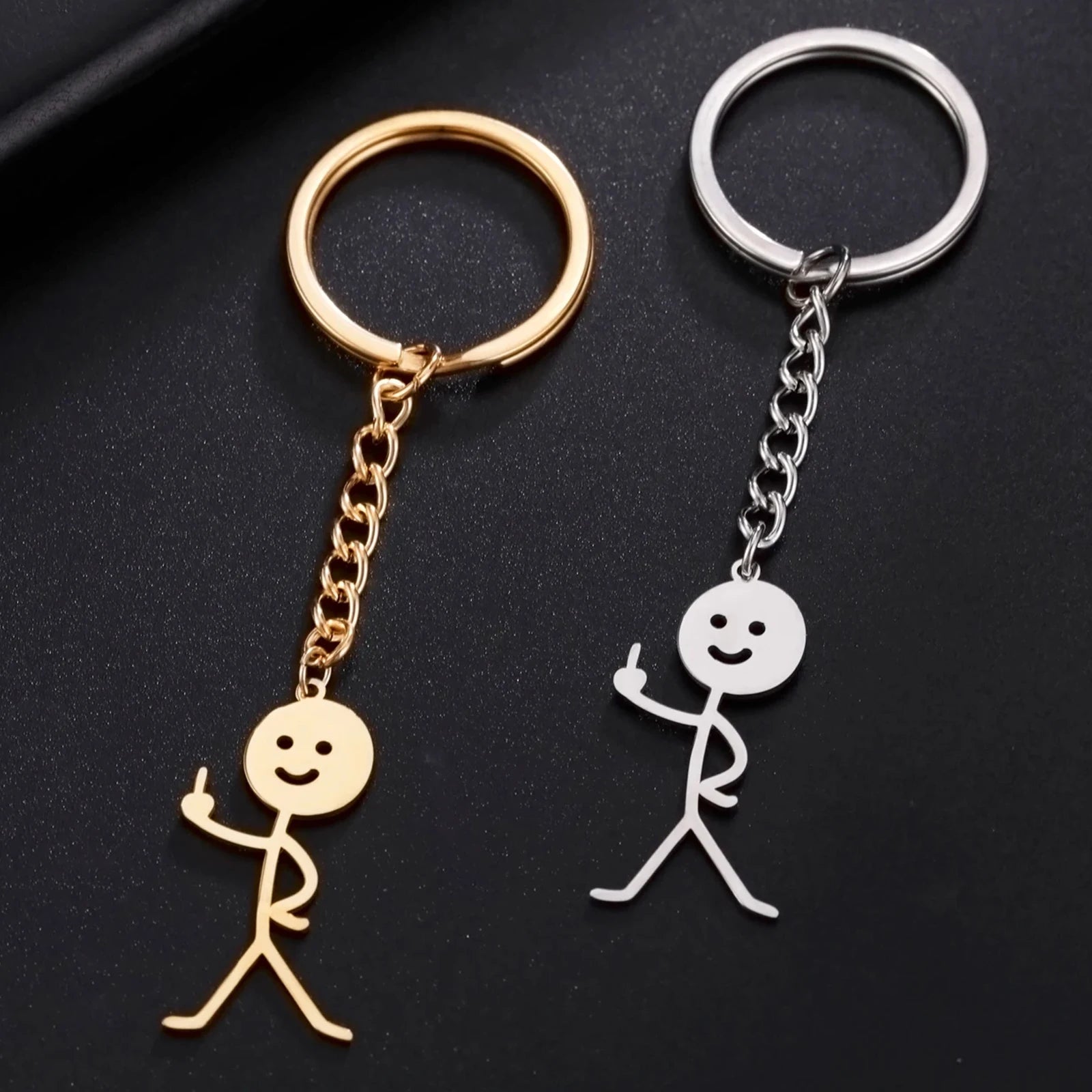 Funny Stickman Middle Finger Keychain