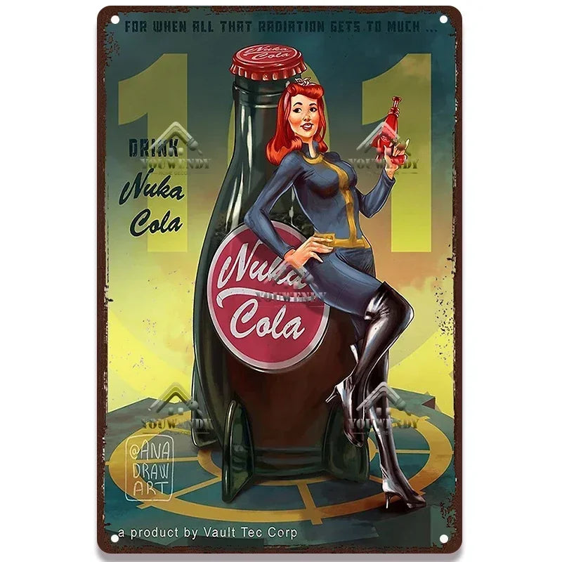 Retro Nuka Cola Metal Sign Wall Art
