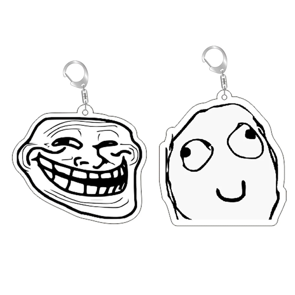 TrollFace Meme Keyring – Classic Rage Face Keychain