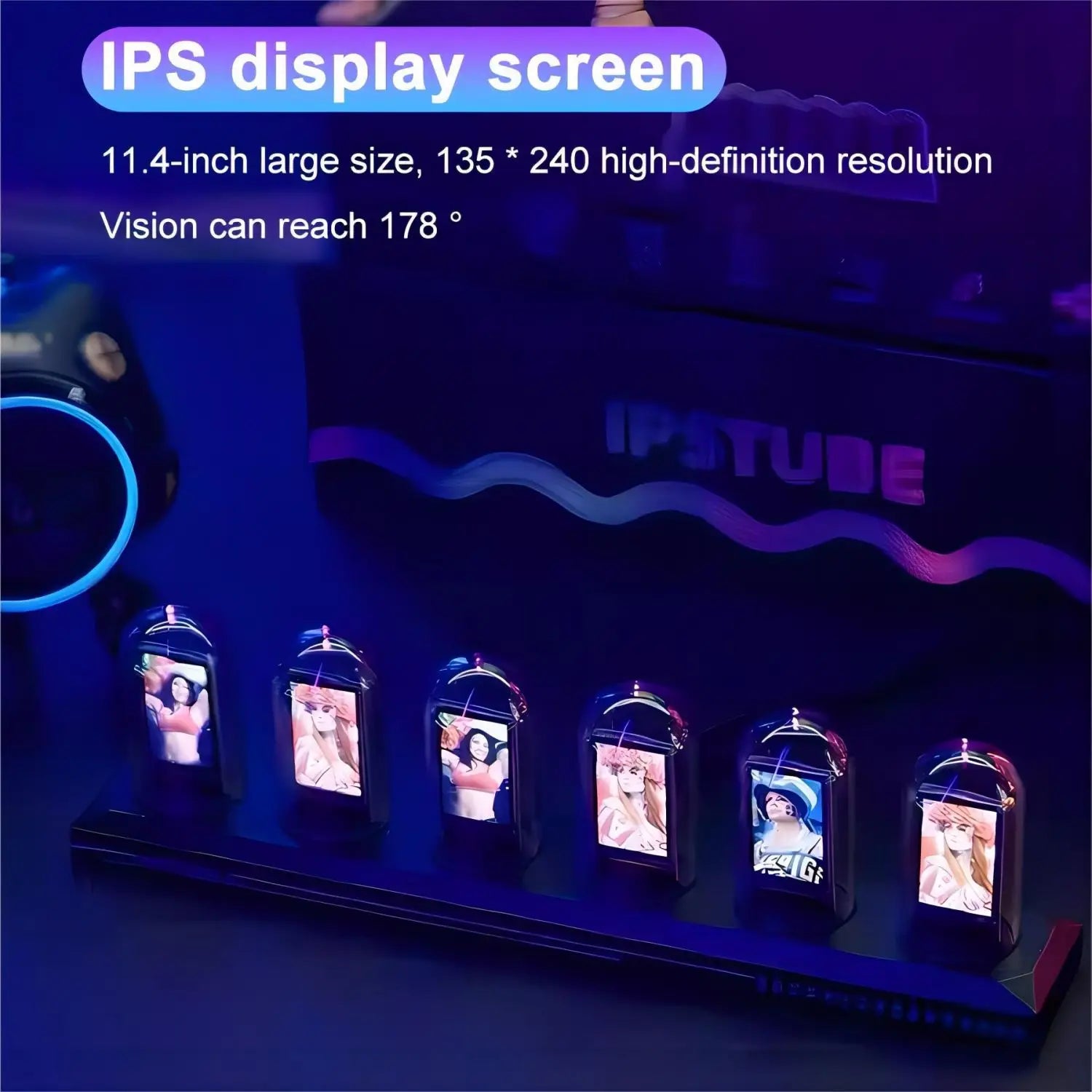 Nixie Tube RGB Clock Night Light Smart IPS Digital Desk Clock with App Control
