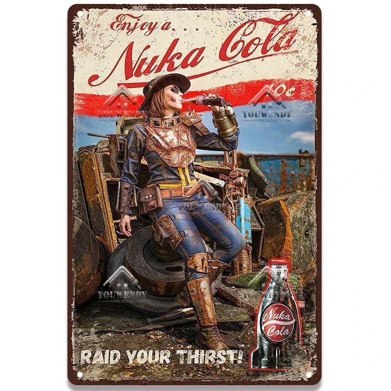 Retro Nuka Cola Metal Sign Wall Art