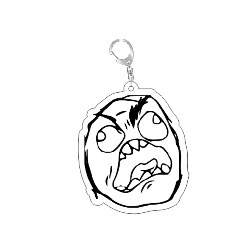 TrollFace Meme Keyring – Classic Rage Face Keychain