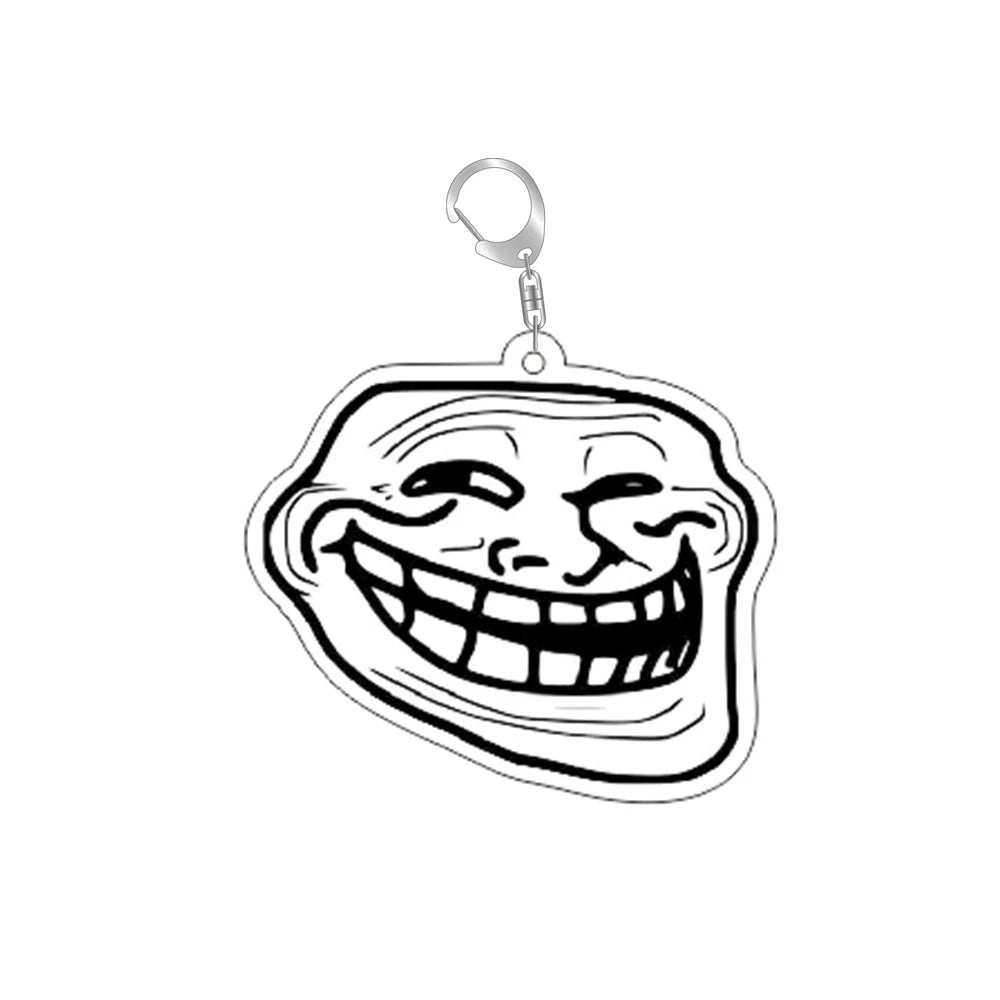 TrollFace Meme Keyring – Classic Rage Face Keychain
