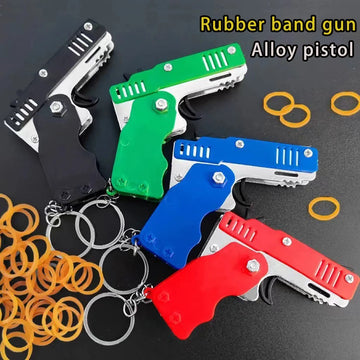 Metal Burst Rubber Band Launcher Keychain