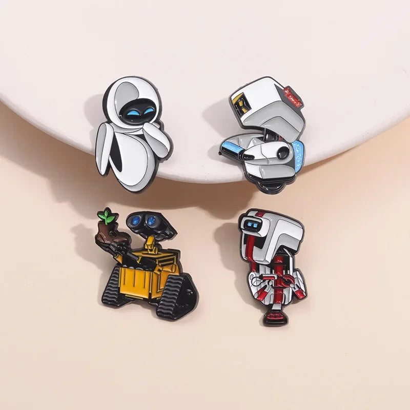 Wall-E & EVE Pin Badge Set – Full Set of 4