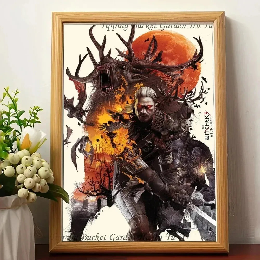 Witcher 3 Canvas Print Dark Fantasy Gamer Wall Art