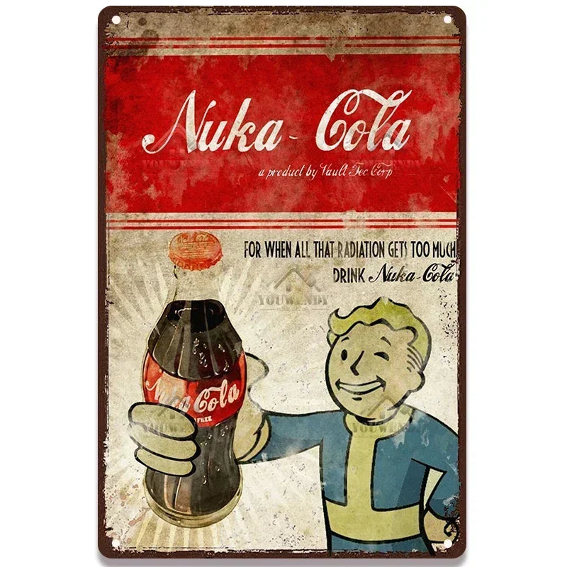 Retro Nuka Cola Metal Sign Wall Art