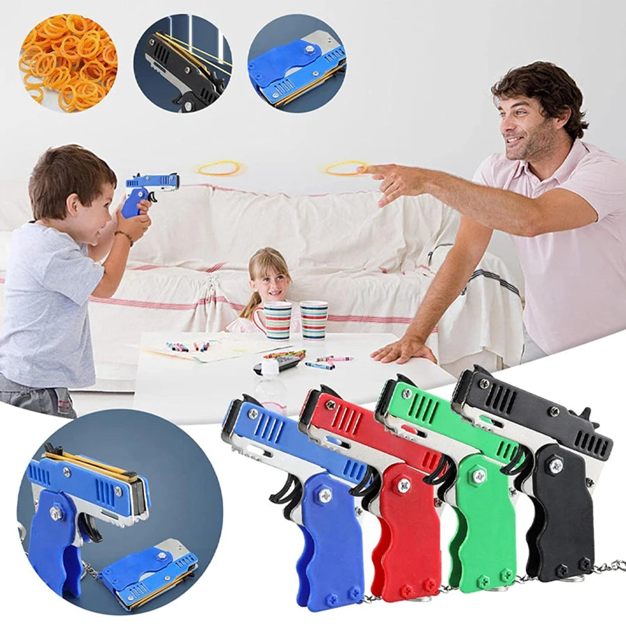 Metal Burst Rubber Band Launcher Keychain