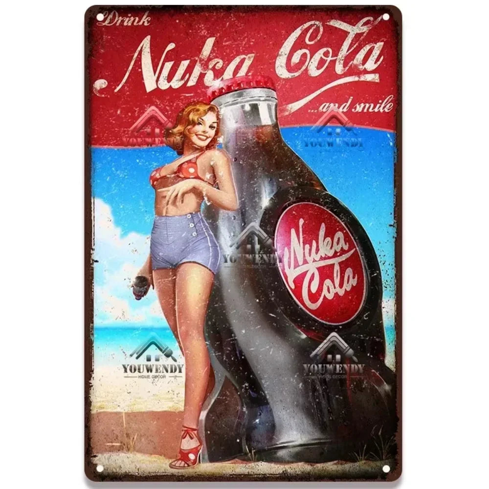 Retro Nuka Cola Metal Sign Wall Art
